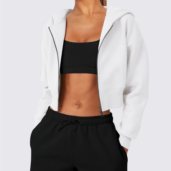 Zip Up Long Sleeve Hooded Cropped Jacket - Picture 15 of 15